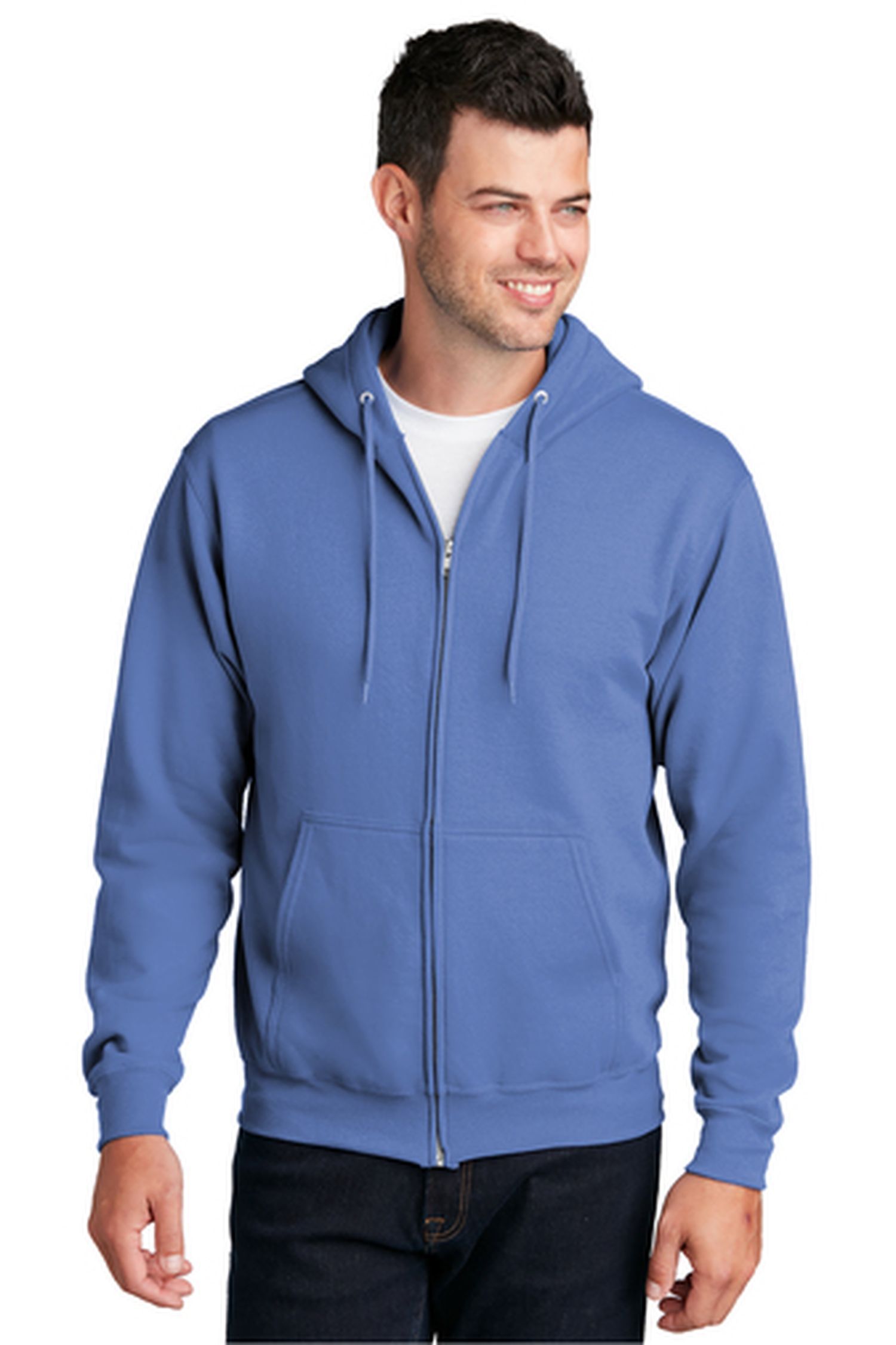 Port & Company®  Adult Unisex Core Fleece 7.8-ounce 50/50 Cotton Poly Full-Zip Hooded Sweatshirt